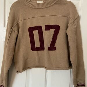 Urban Decay Tan and Red Crew Neck Sweater